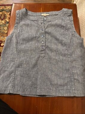 Eileen Fisher Sleeveless Chambray Button-Front Tank - Blue